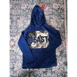Old Navy Boys' Pullover Hoodie Blue BEAST Graphic XL (14-16) Long Sleeve
